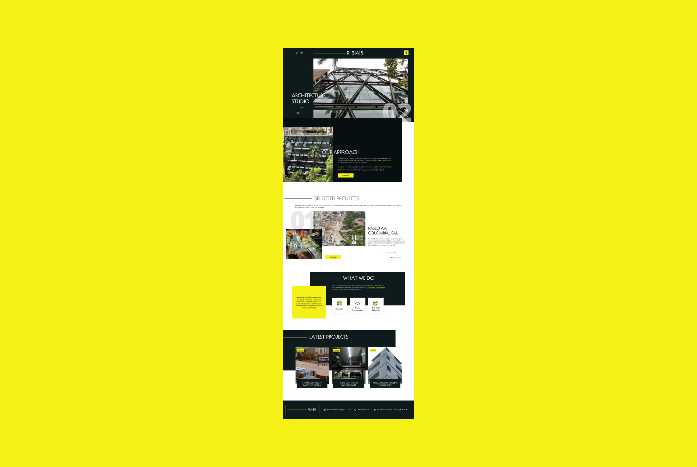 Architecture Studio - High-fidelity wireframe with refined UI elements and typography