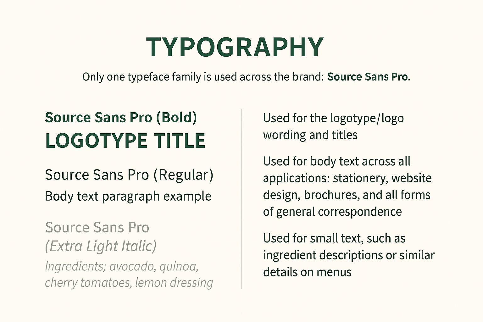 Bliss Salads Typography System